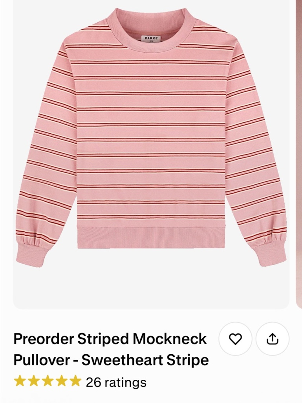 Parke Striped Mockneck Pullover - Sweetheart Pink